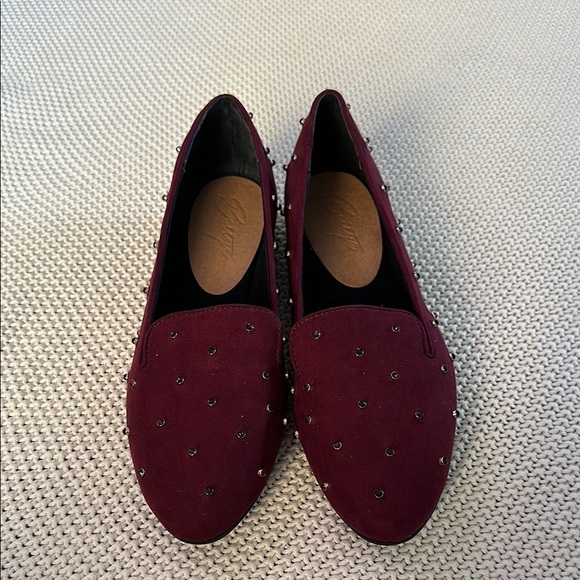 New Bettye Maroon suede loafers with stud detail - Picture 1 of 5